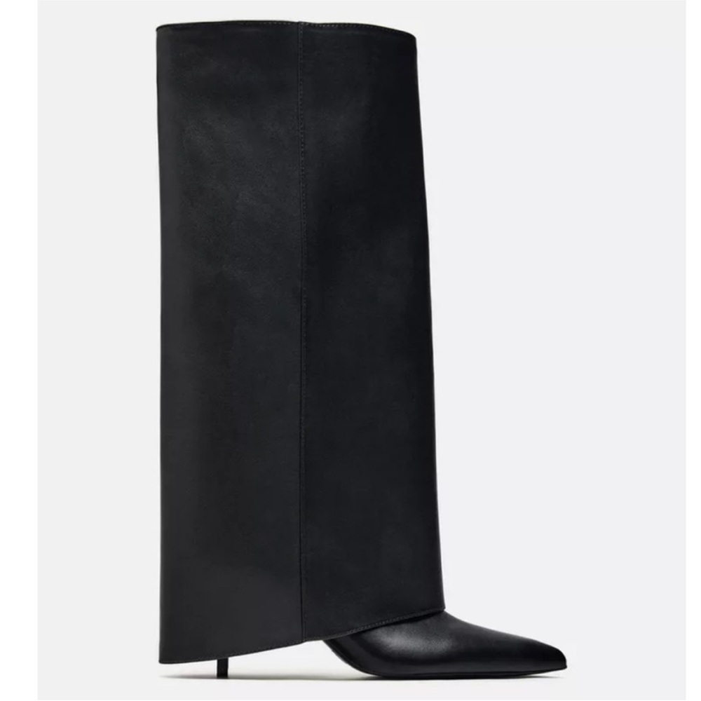 Zara Foldover Black Women's Boot 37